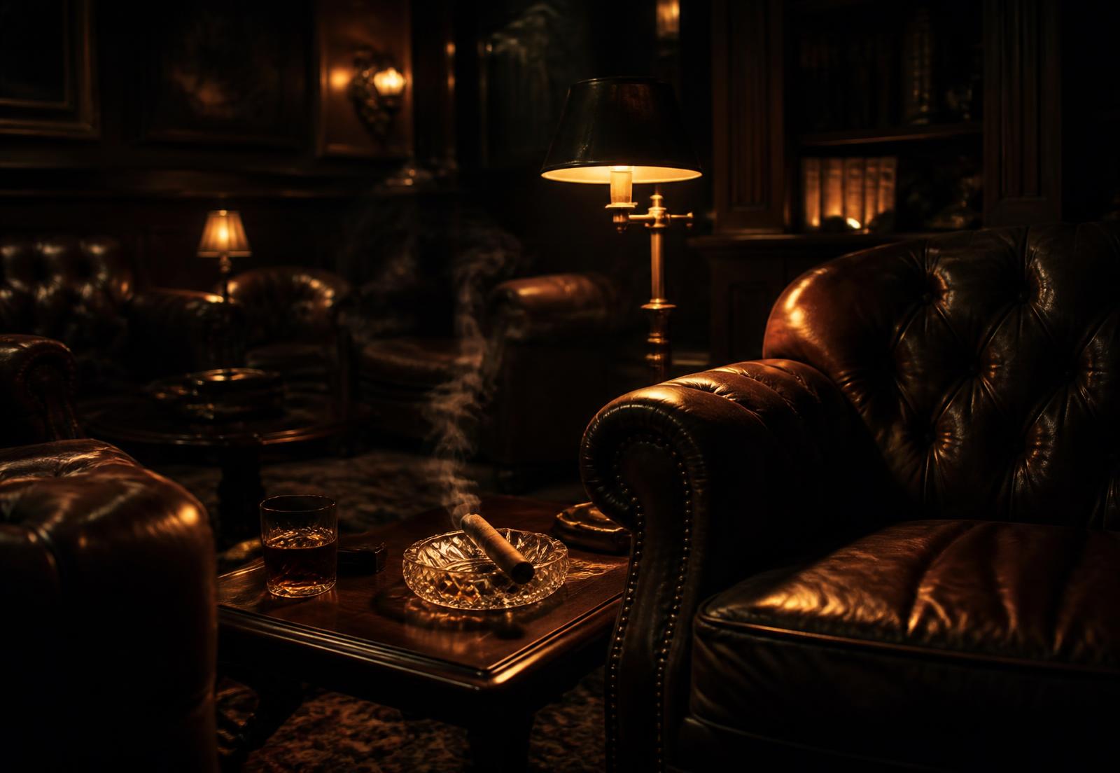 Leather chairs and warm lamplight in a quiet meeting space